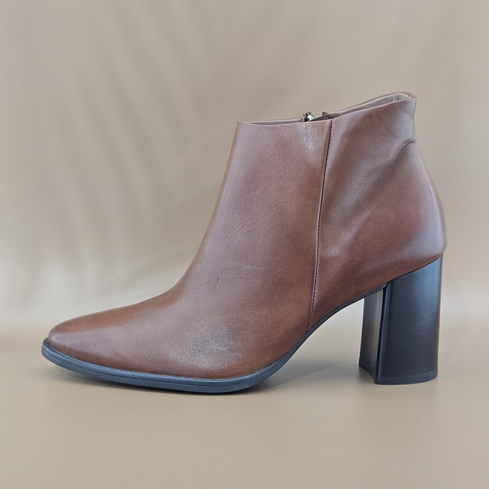 Paul Green Booties Size 9 Women's Cognac Brown Winn Leather Minimalist Modern - Picture 5 of 10